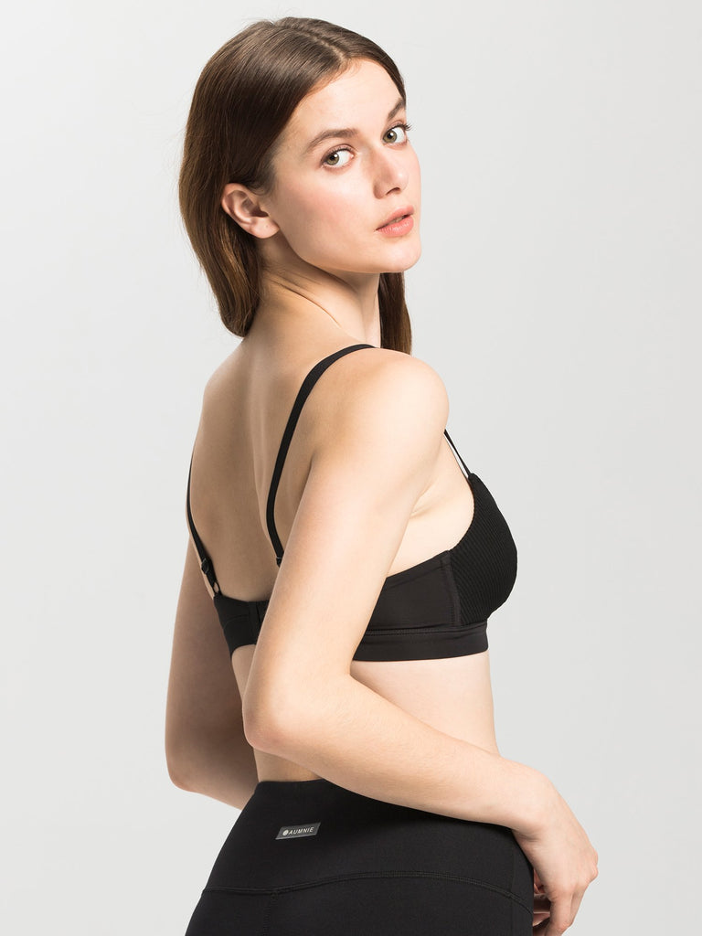 AUMNIE CLASSIC RIBBED BRA, BLACK