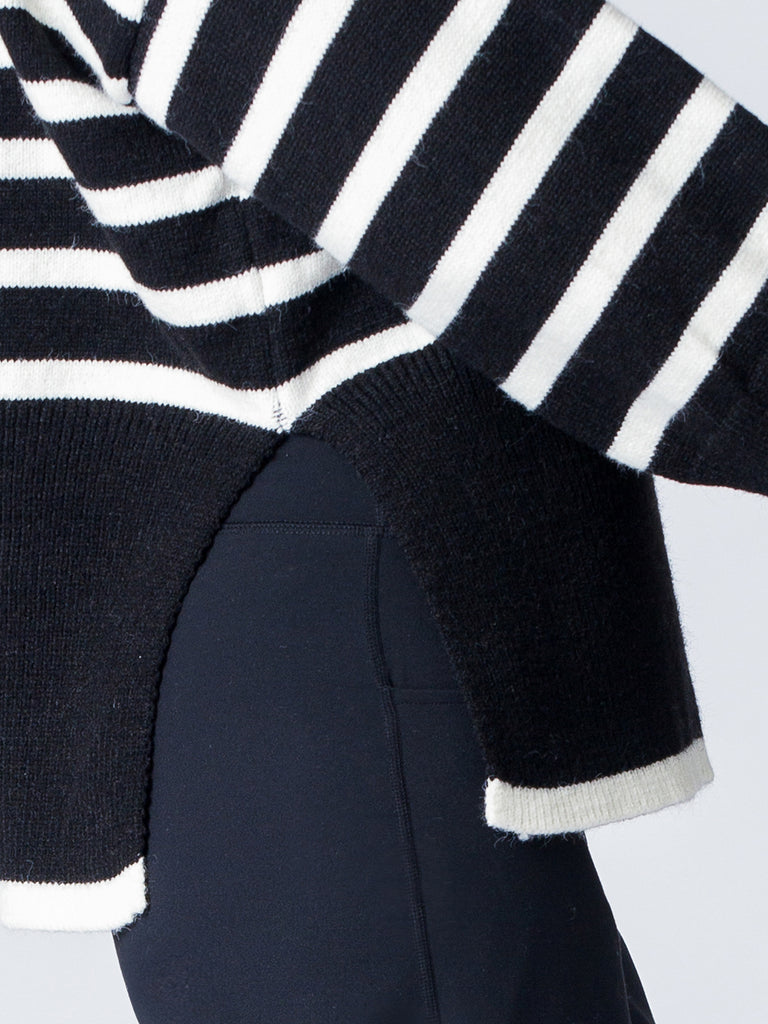 RELAXED STRIPED TURTLENECK SWEATER, BLACK/WHITE