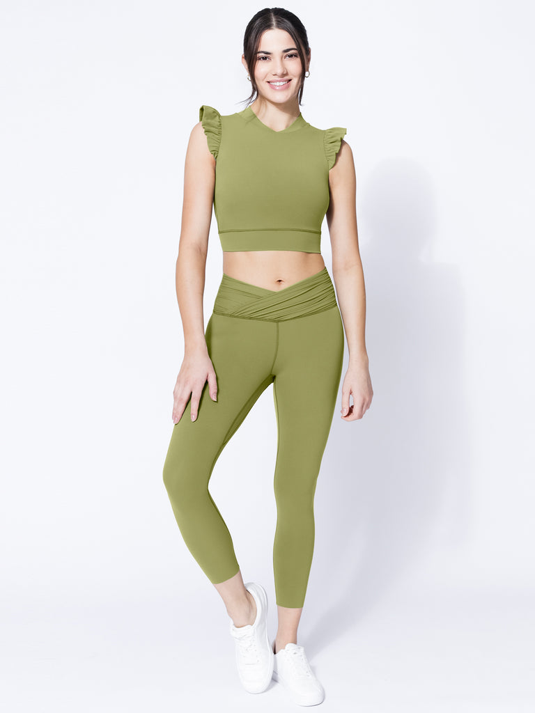 NUDE WRAP ANKLE CROPS, MUSTARD