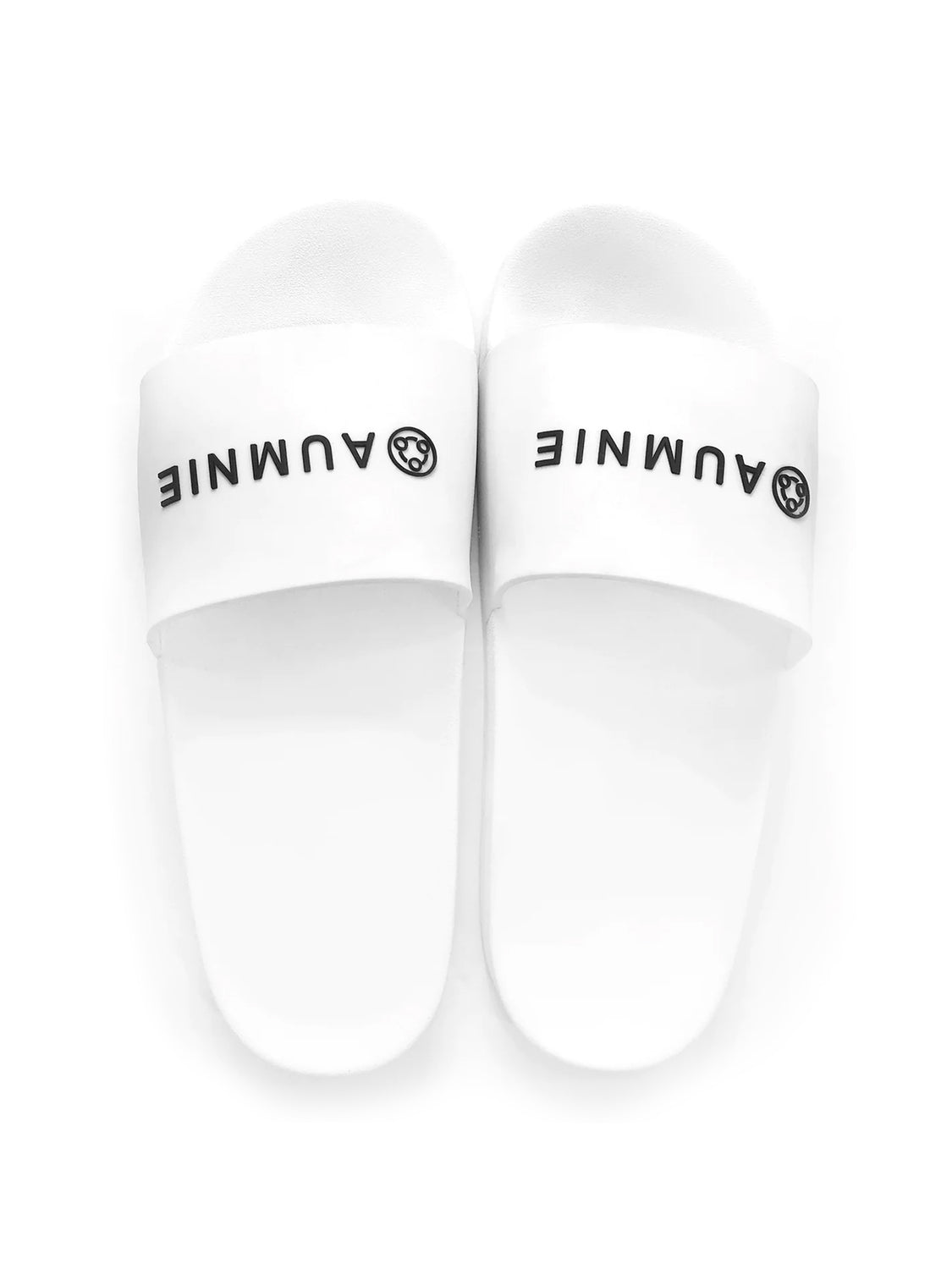 AUMNIE LOGO SLIDE SANDALS, WHITE