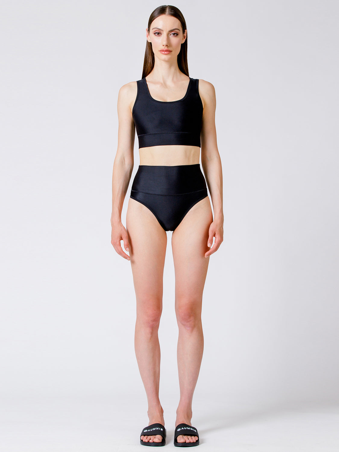 U BACK HIGH WAIST BIKINI SET, BLACK