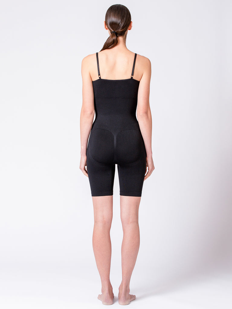 SCULPT & SUPPORT MID THIGH SHAPEWEAR BODYSUIT, BLACK