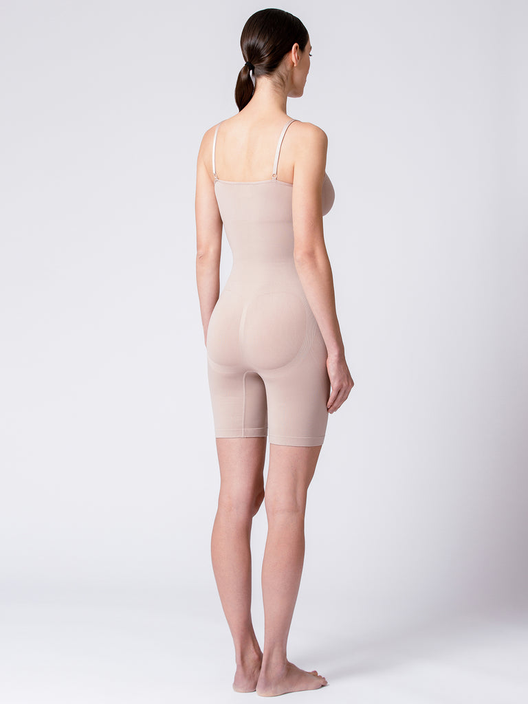 SCULPT & SUPPORT MID THIGH SHAPEWEAR BODYSUIT, NUDE