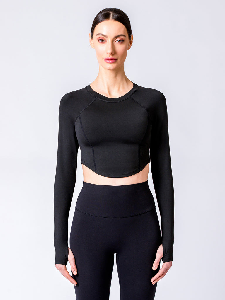 BLOOM LONG SLEEVE TEE, BLACK