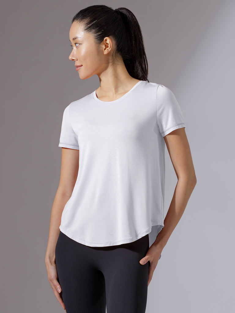 BACK TIE EVERYDAY SHORT SLEEVE TEE, WHITE