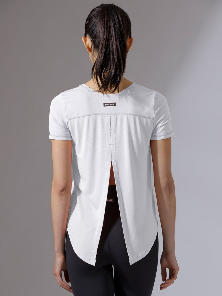 BACK TIE EVERYDAY SHORT SLEEVE TEE, WHITE