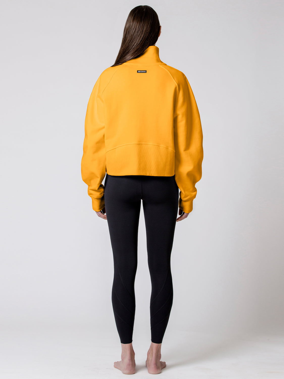 COLLARED HALF ZIP RELAXED SWEATSHIRT, YELLOW