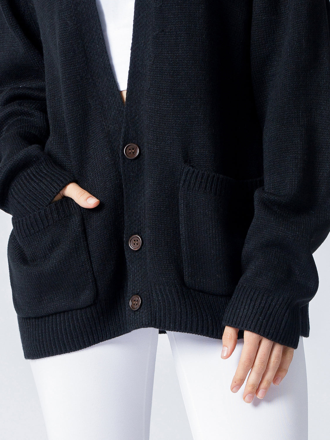 EVERYDAY OVERSIZED CLASSIC CARDIGAN, BLACK