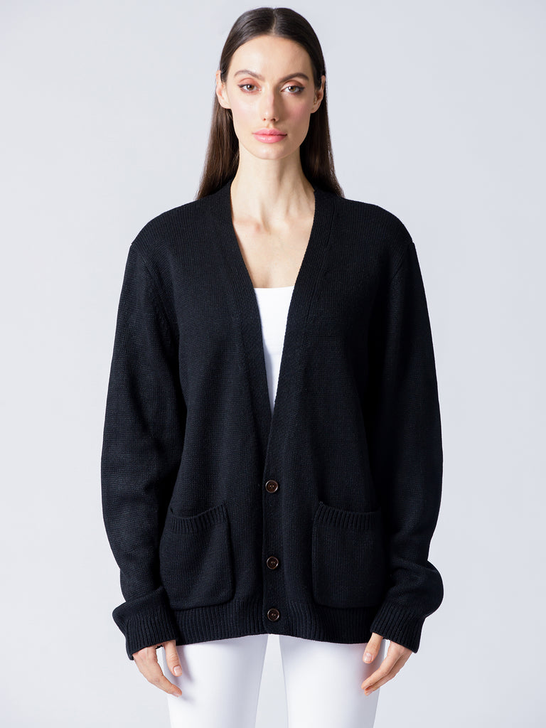 EVERYDAY OVERSIZED CLASSIC CARDIGAN, BLACK