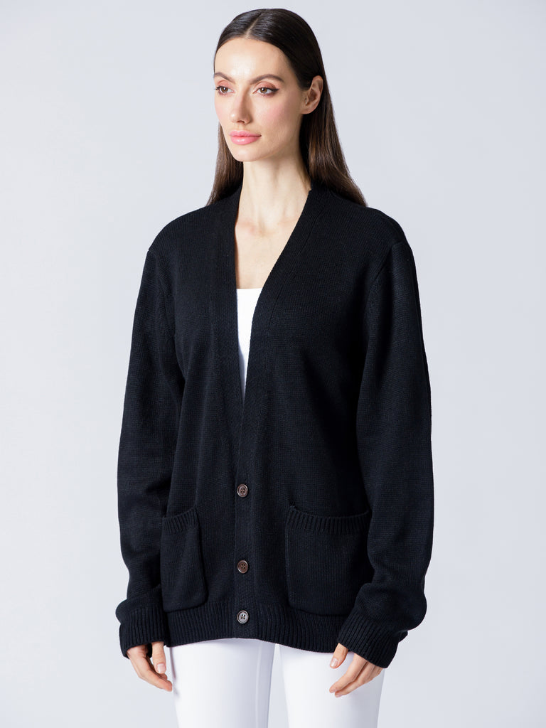 EVERYDAY OVERSIZED CLASSIC CARDIGAN, BLACK