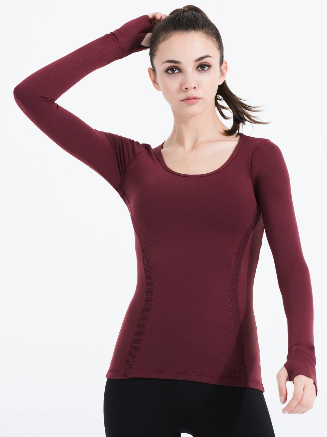 VORTEX LONG SLEEVE TEE, BORDEAUX