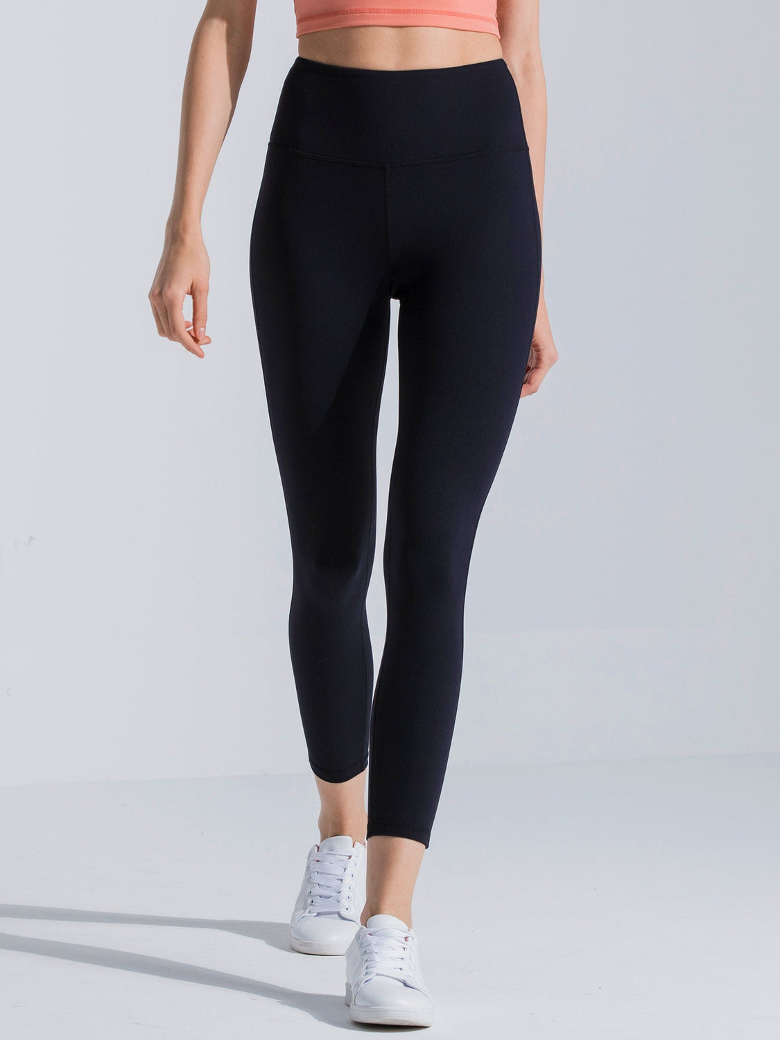 HIGH WAIST ANKLE CROPS, BLACK
