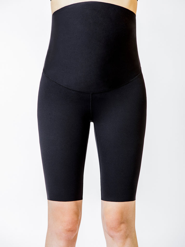 OVER-THE-BUMP MATERNITY SHAPE BIKER SHORTS, BLACK