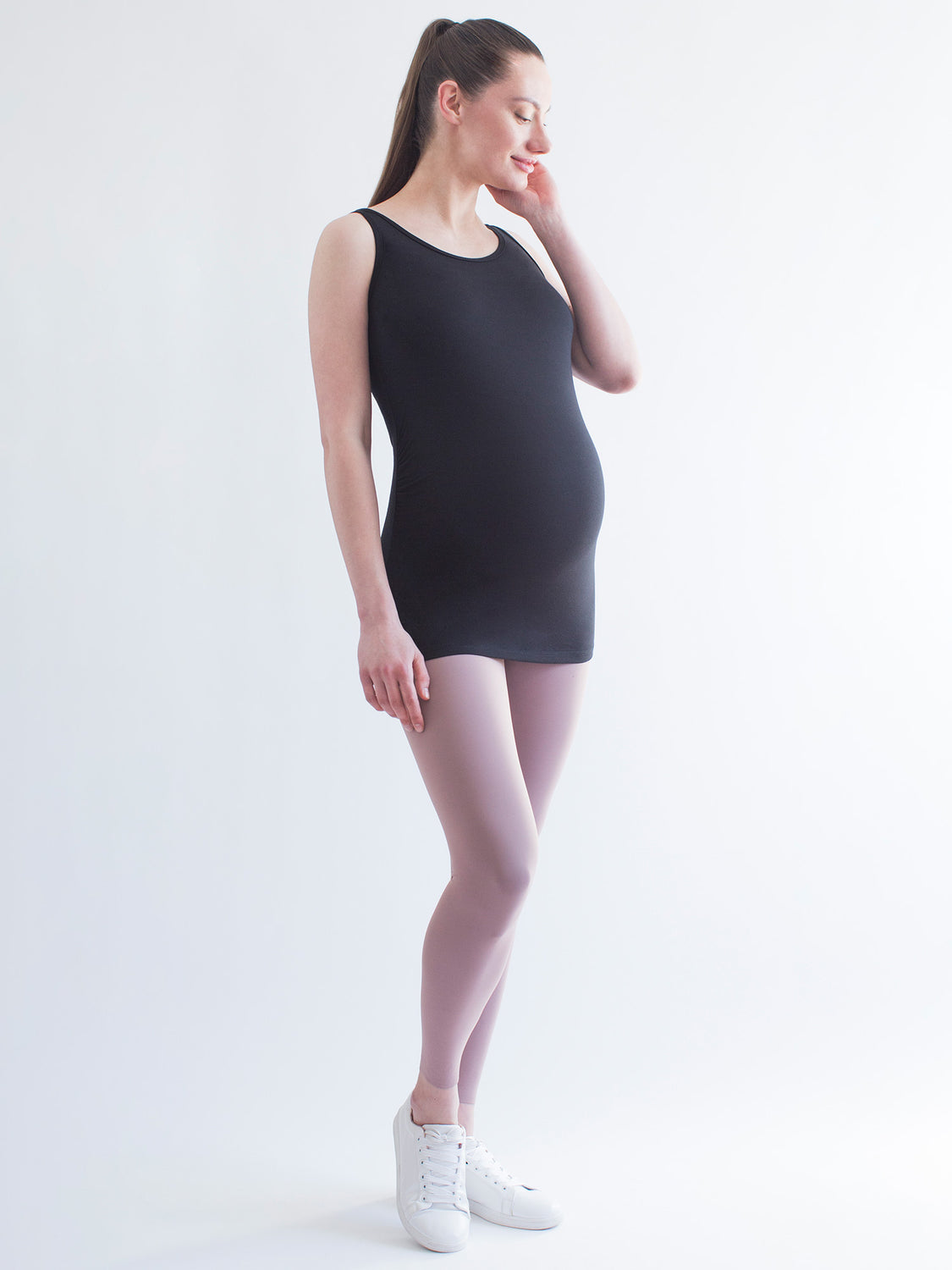 LONG SOFT STRETCH MATERNITY TANK, BLACK
