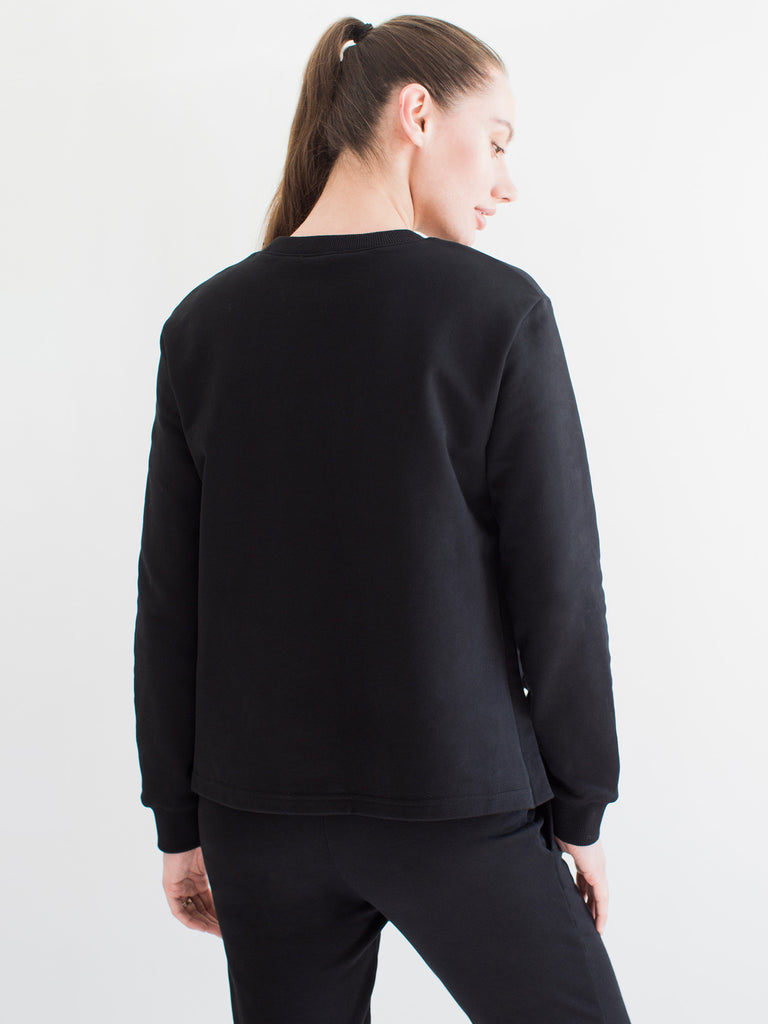 MATERNITY SIDE SPLIT SWEATSHIRT, BLACK