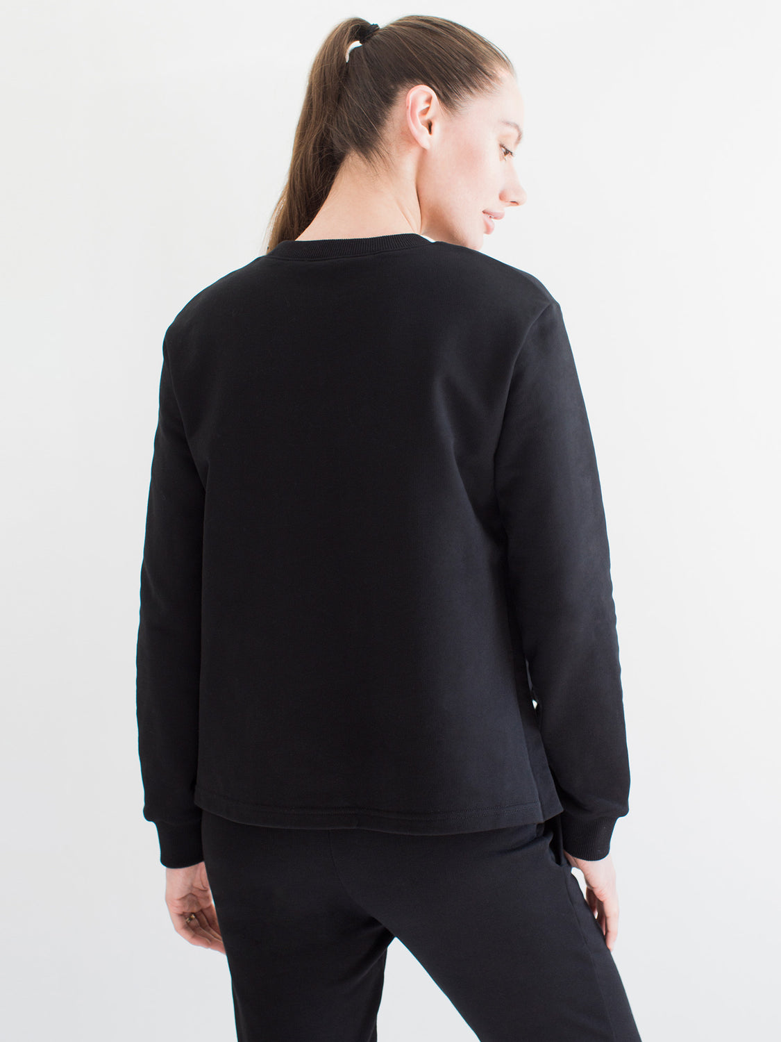 MATERNITY SIDE SPLIT SWEATSHIRT, BLACK