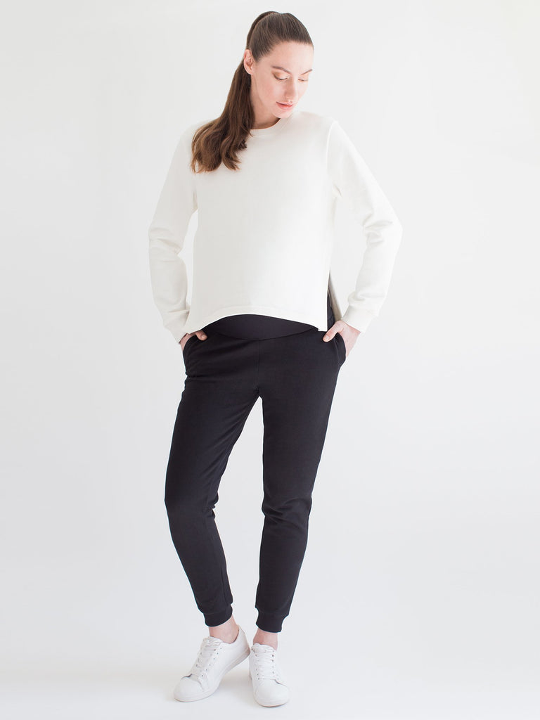 MATERNITY SIDE SPLIT SWEATSHIRT, WHITE