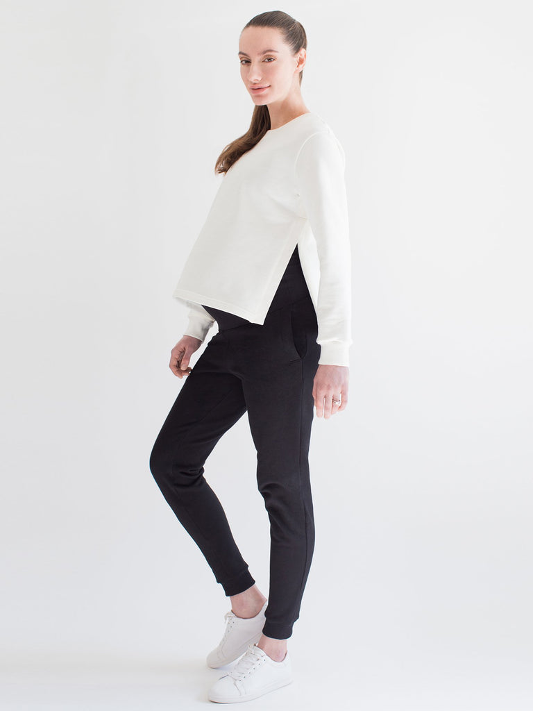MATERNITY SIDE SPLIT SWEATSHIRT, WHITE