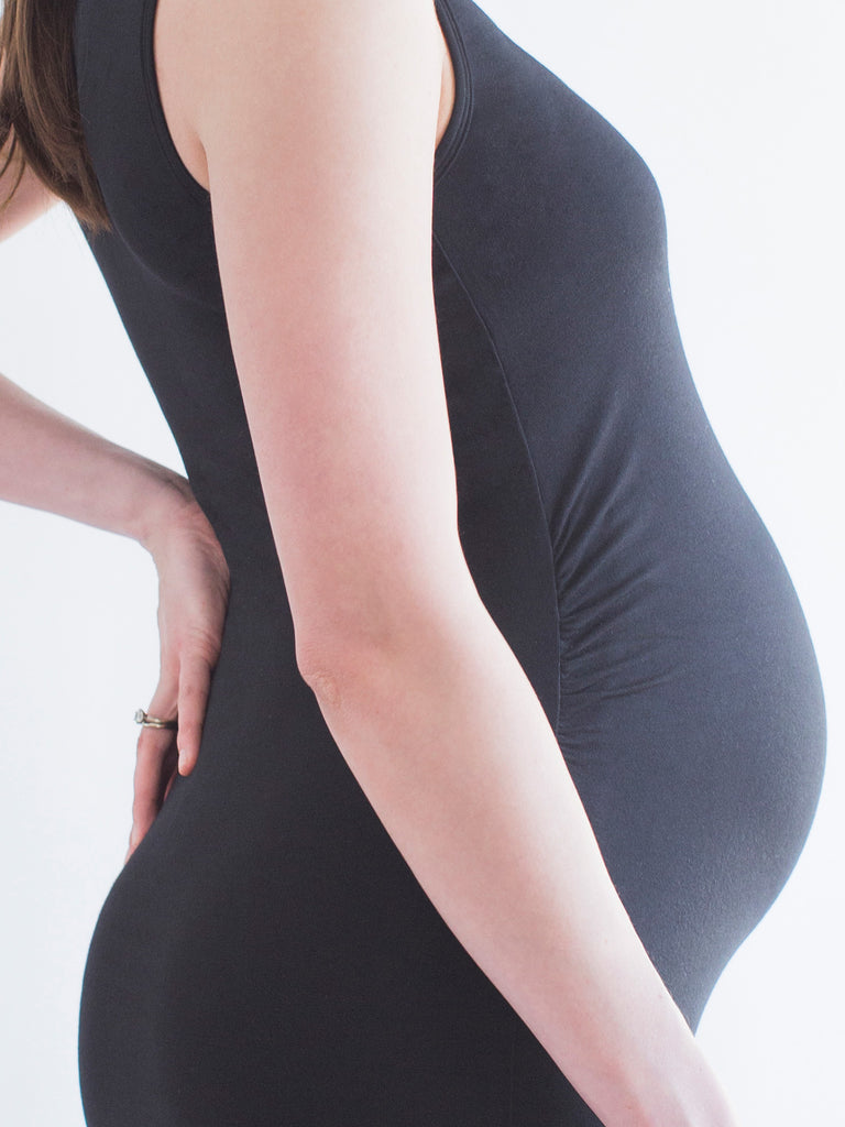 LONG SOFT STRETCH MATERNITY TANK, BLACK