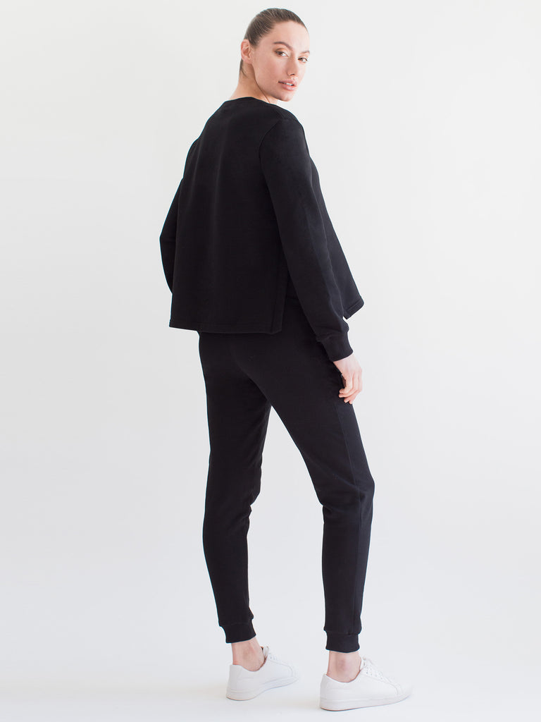MATERNITY SIDE SPLIT SWEATSHIRT, BLACK