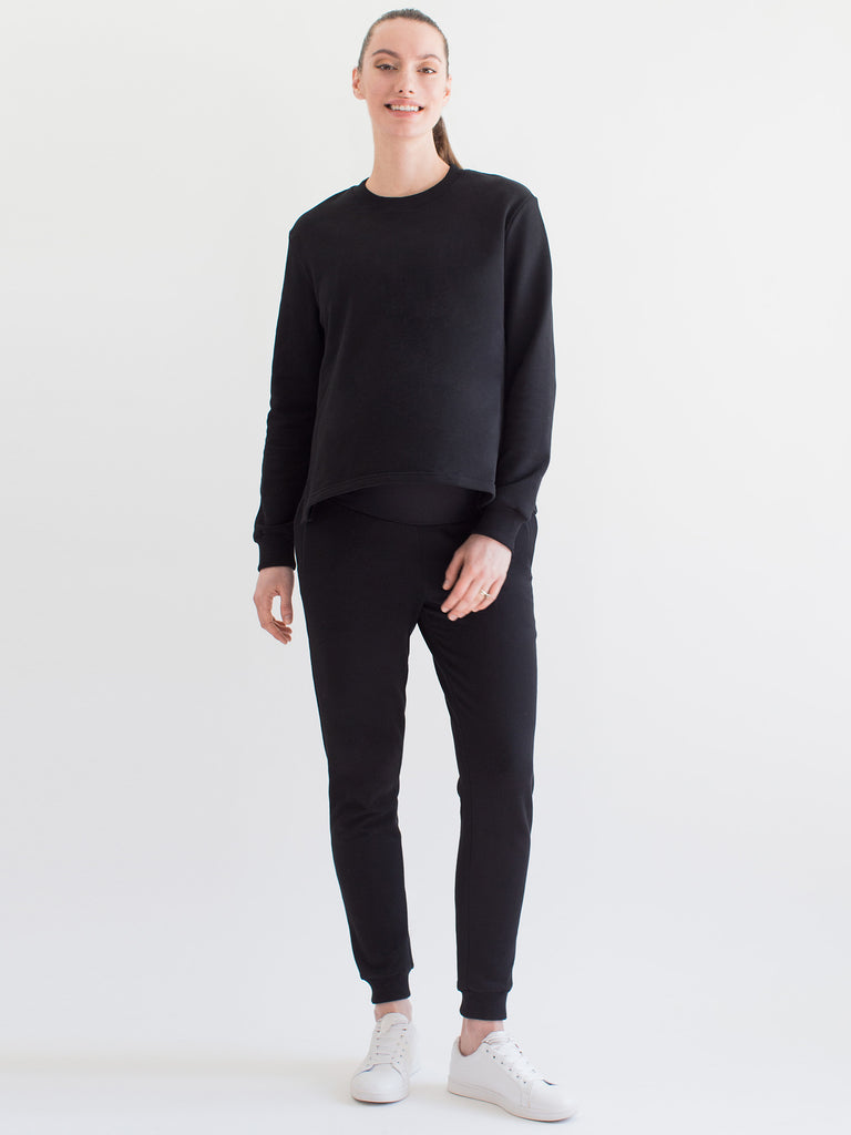 MATERNITY SIDE SPLIT SWEATSHIRT, BLACK