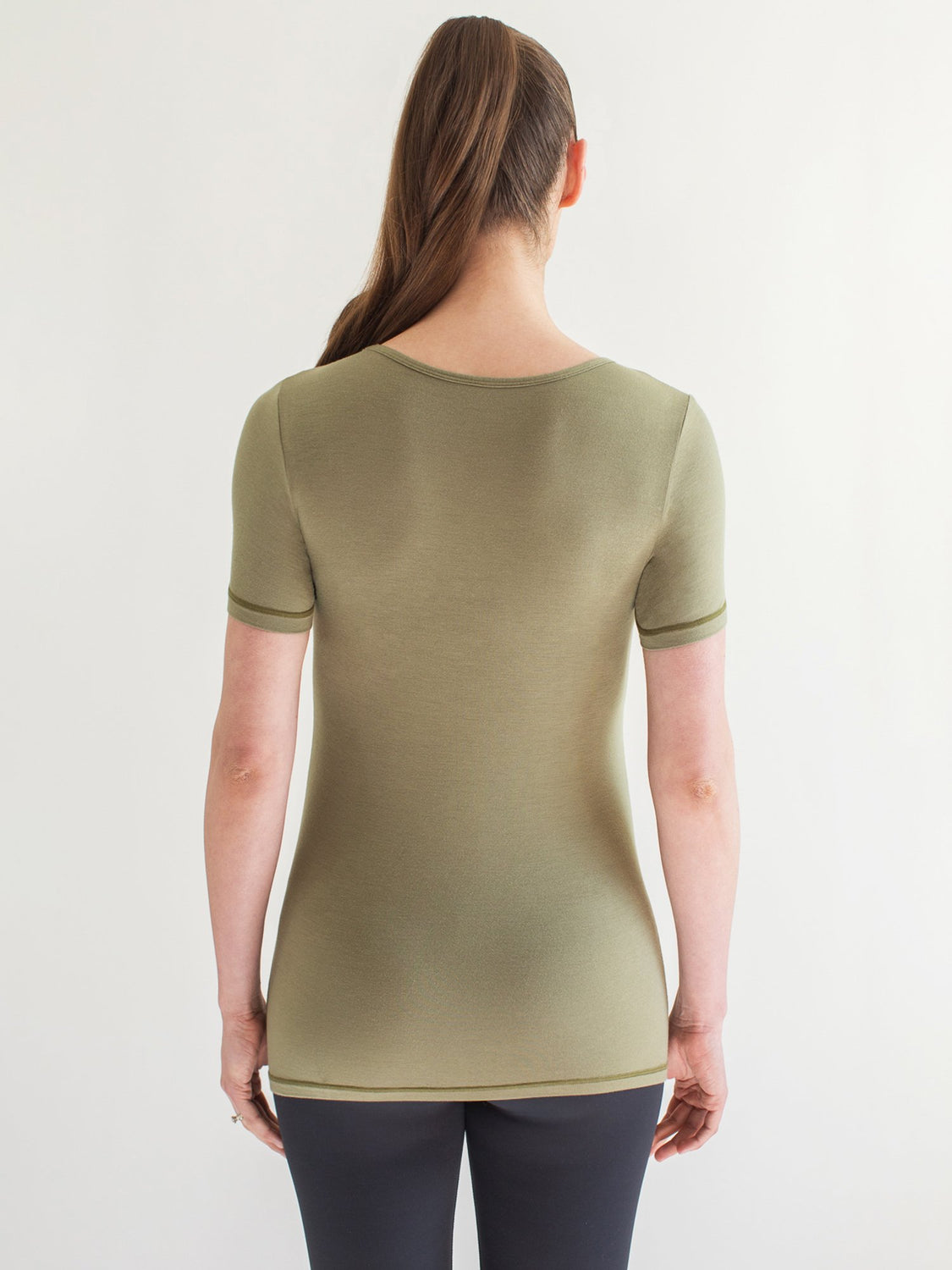 MATERNITY SOFT STRETCH SHORT SLEEVE TEE, SAGE