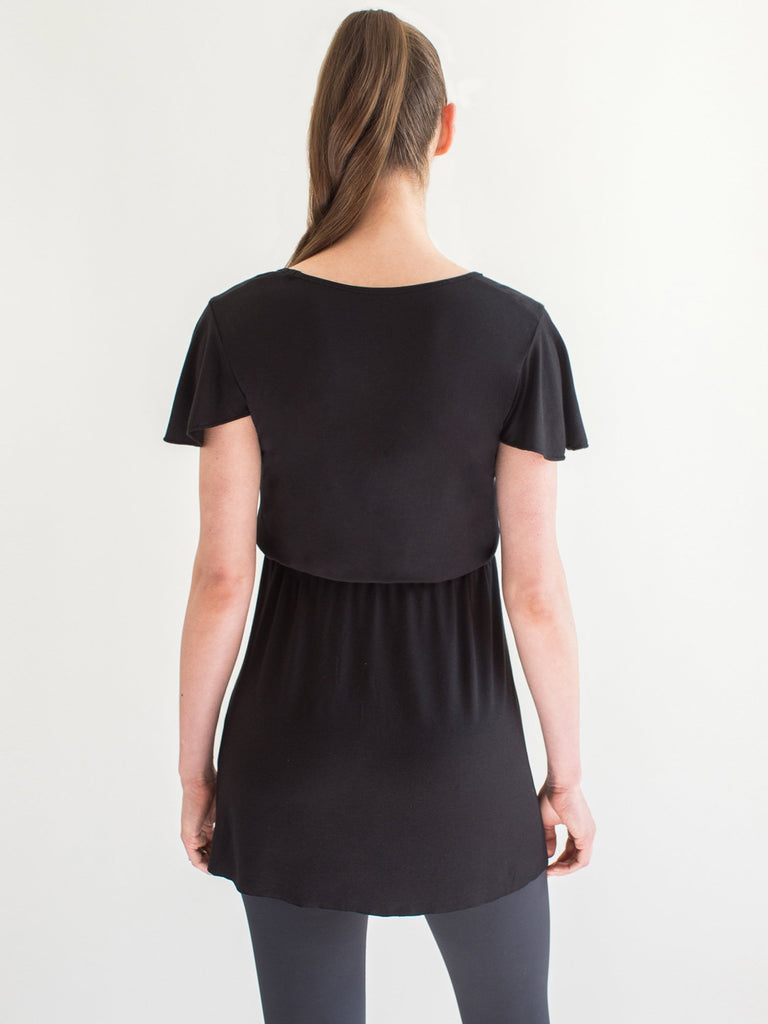 MATERNITY DRAWSTRING LILY TOP, BLACK