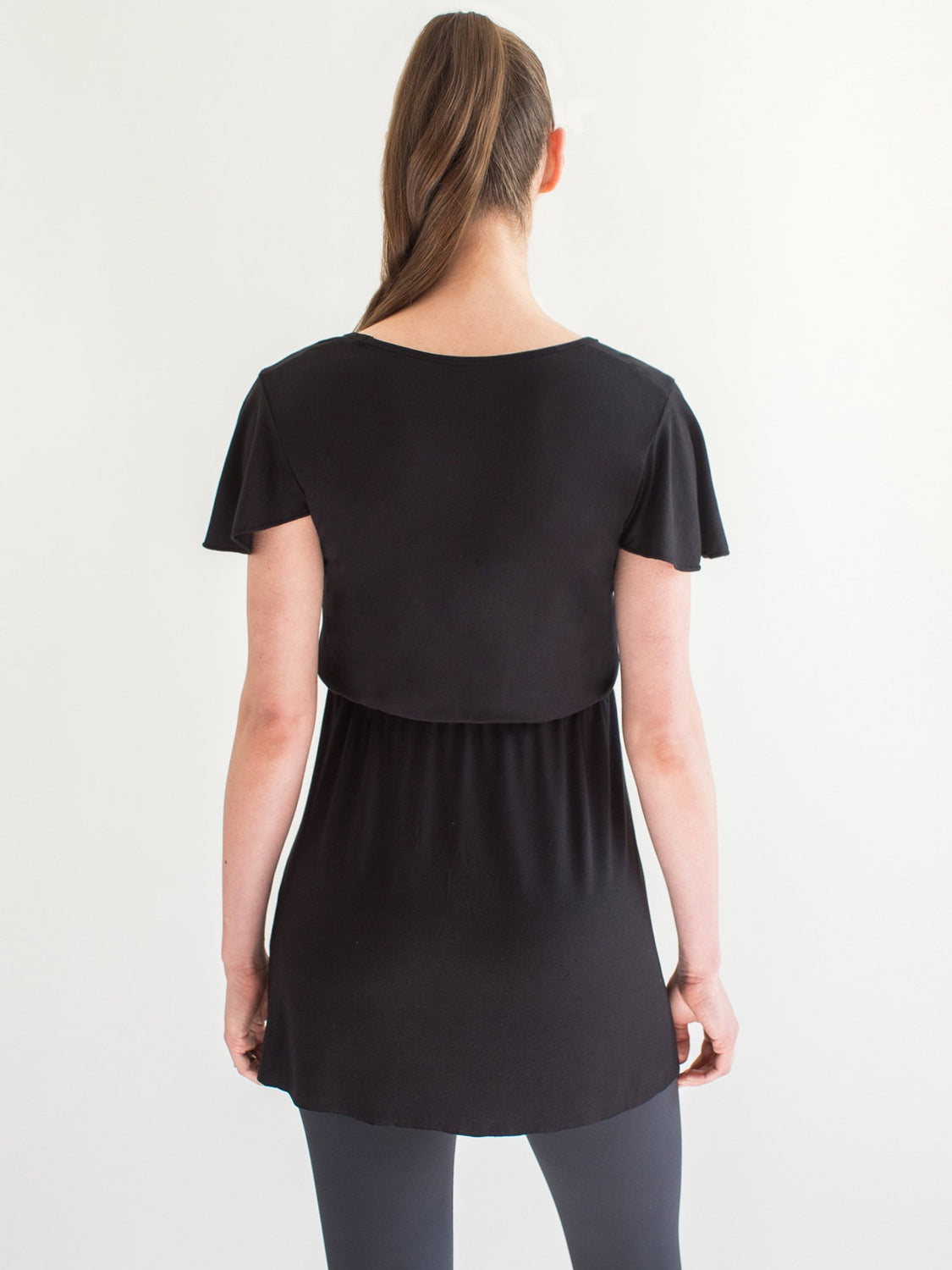 MATERNITY DRAWSTRING LILY TOP, BLACK