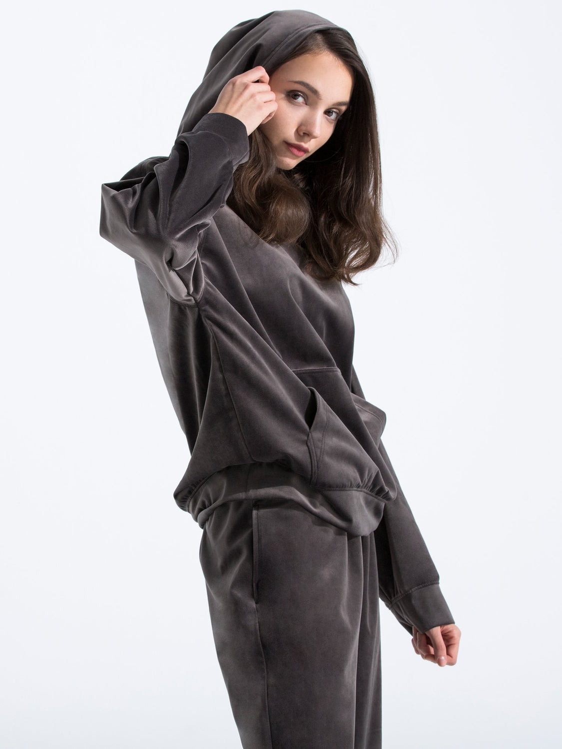 VELOUR CLASSIC HOODIE,GREY