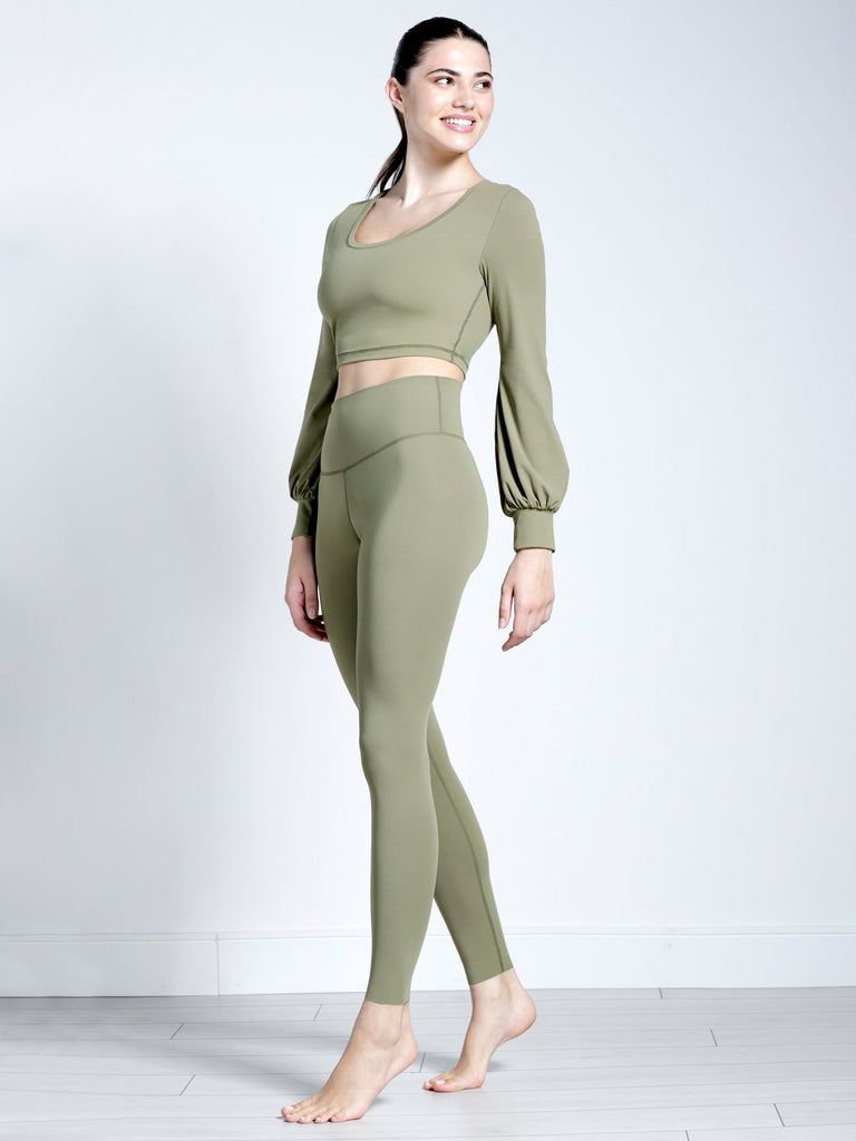 PUFF SLEEVE CROPPED TOP, SAGE