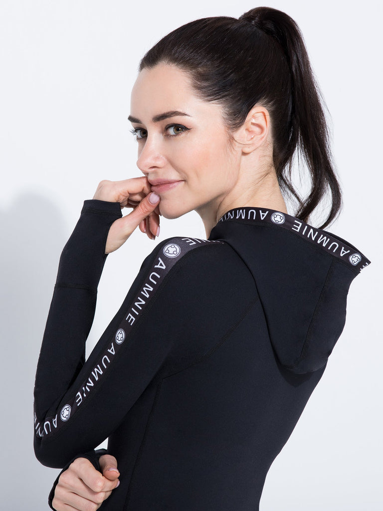 HOODED LOGO TOP, BLACK