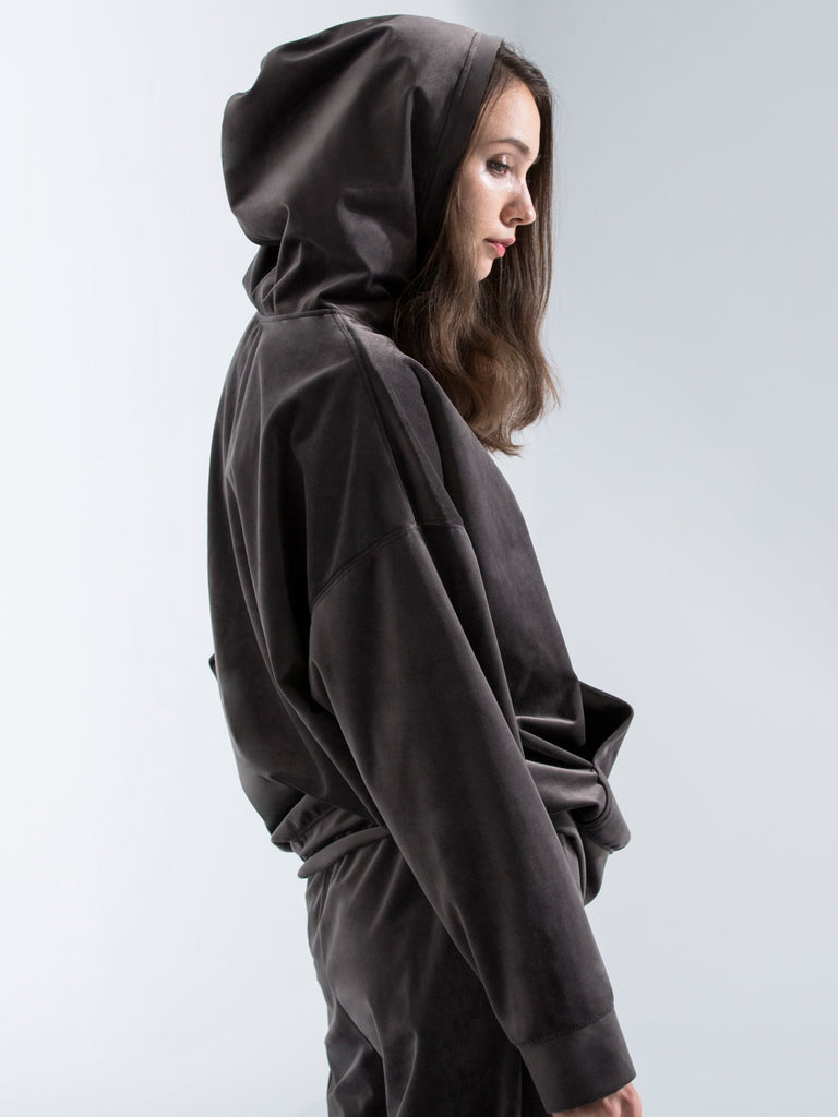VELOUR CLASSIC HOODIE,GREY