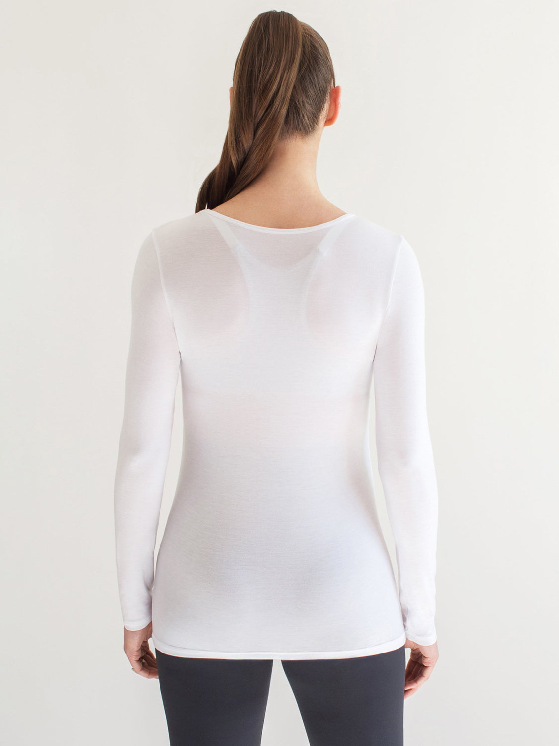 MATERNITY SOFT STRETCH LONG SLEEVE TEE, WHITE