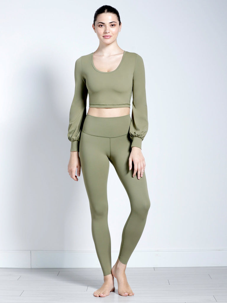 PUFF SLEEVE CROPPED TOP, SAGE