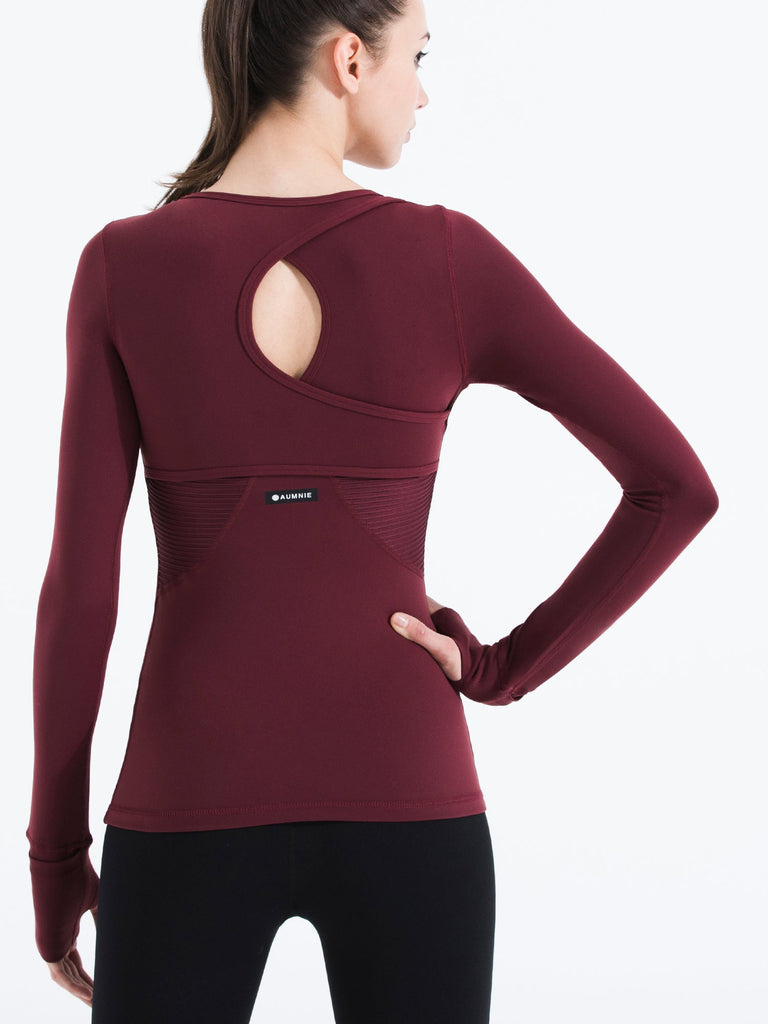 VORTEX LONG SLEEVE TEE, BORDEAUX