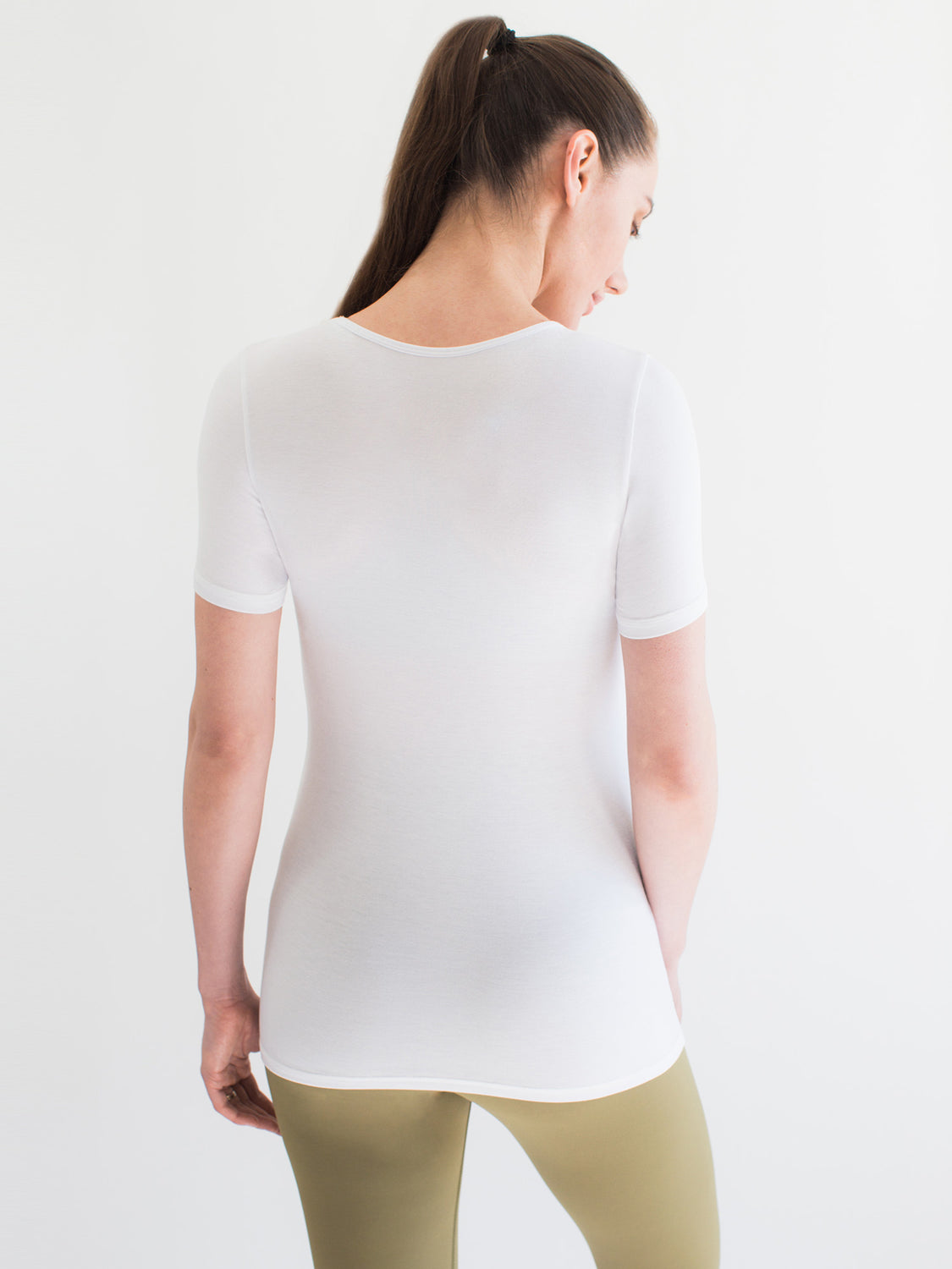 MATERNITY SOFT STRETCH SHORT SLEEVE TEE, WHITE
