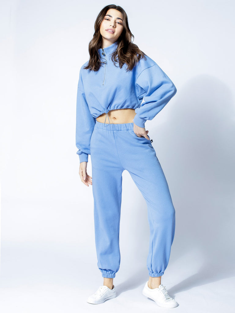 CT COTTON HALF ZIP SWEATSHIRT, HELIO