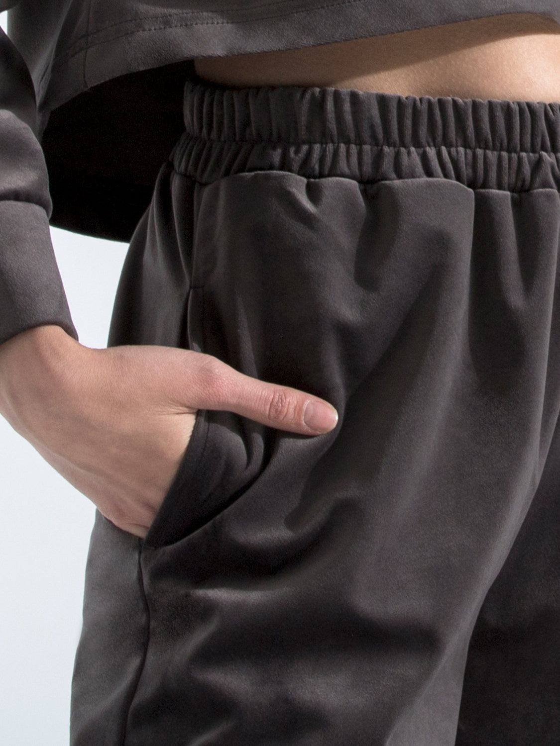 VELOUR WIDE LEG PANTS,GREY