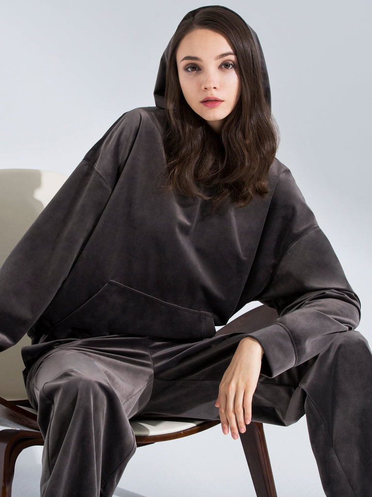 VELOUR CLASSIC HOODIE,GREY