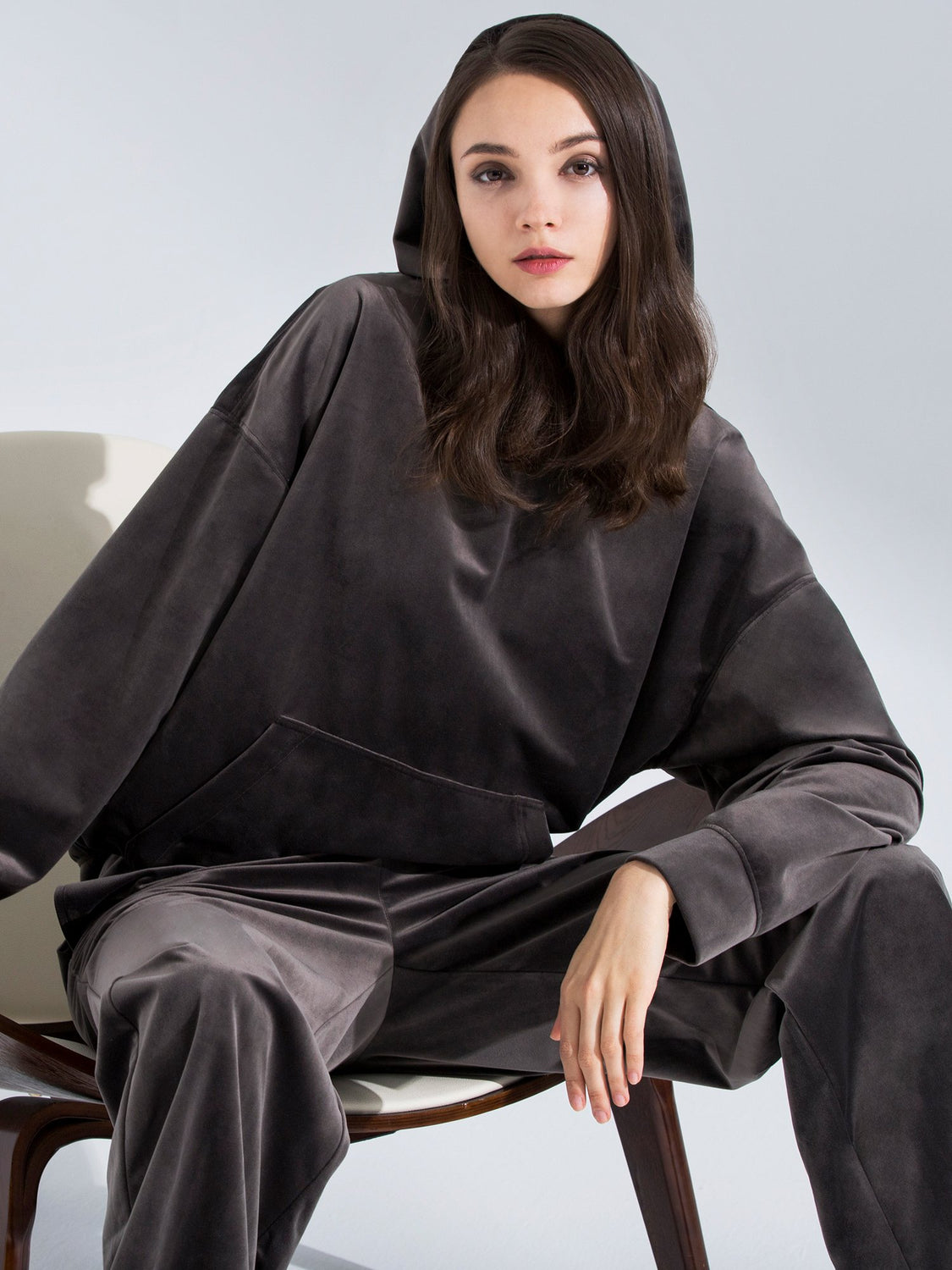 VELOUR CLASSIC HOODIE,GREY