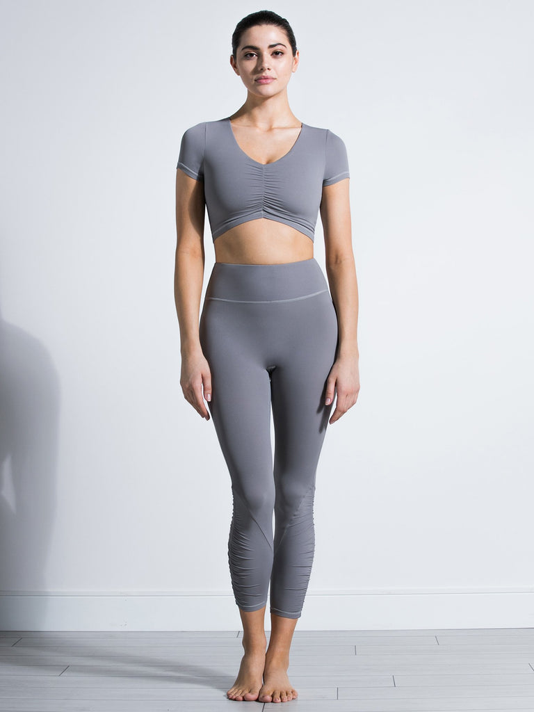 RUCHED NUDE PANTS, LUNAR GREY