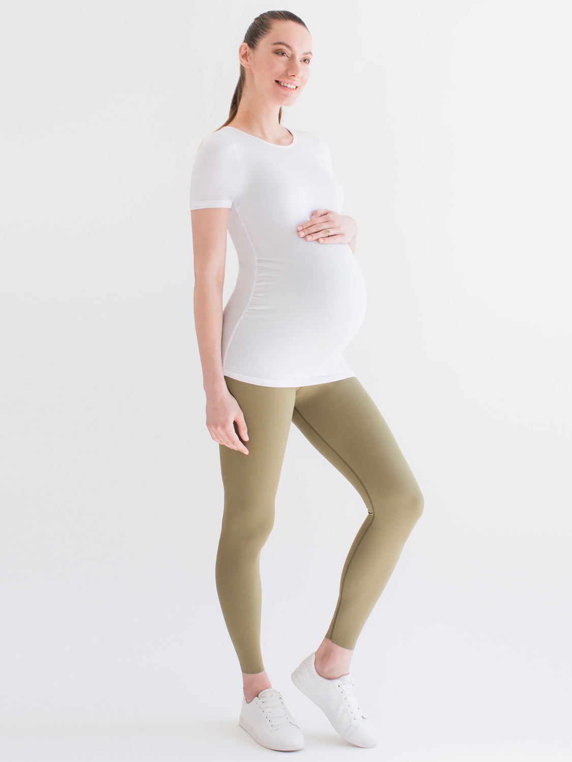 MATERNITY SOFT STRETCH SHORT SLEEVE TEE, WHITE