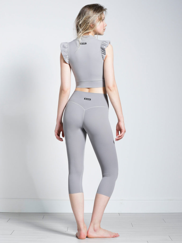 RUFFLED PURE TANK, LUNAR GREY