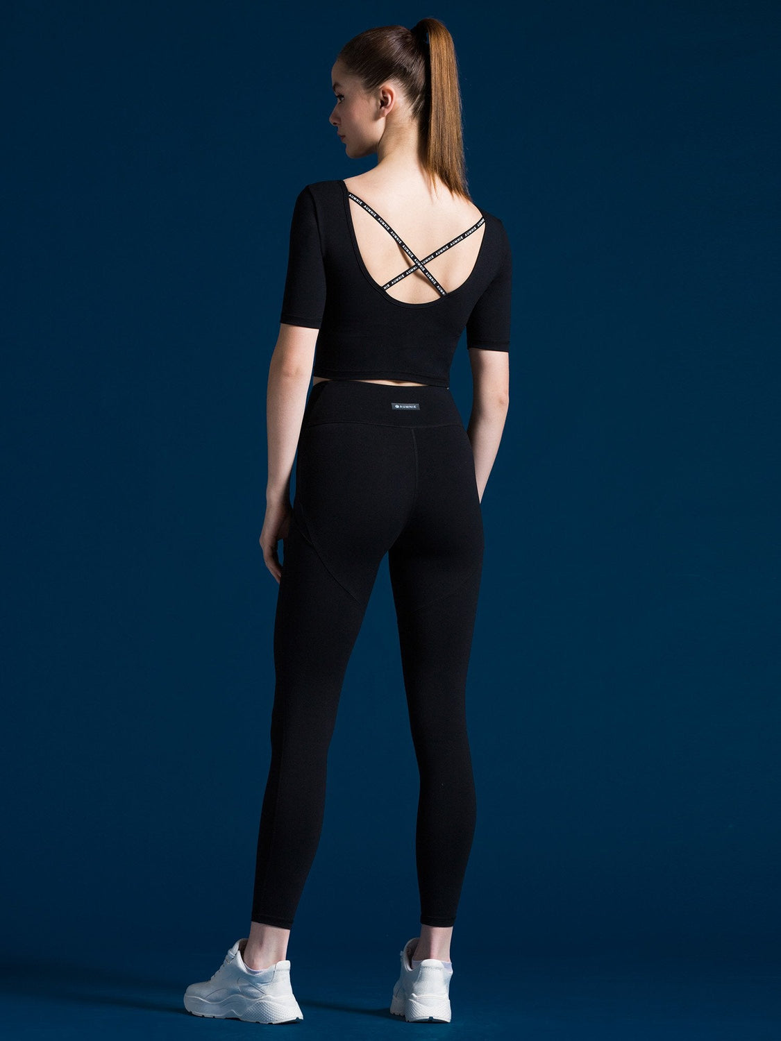 STRAP BACK CROP TEE, BLACK
