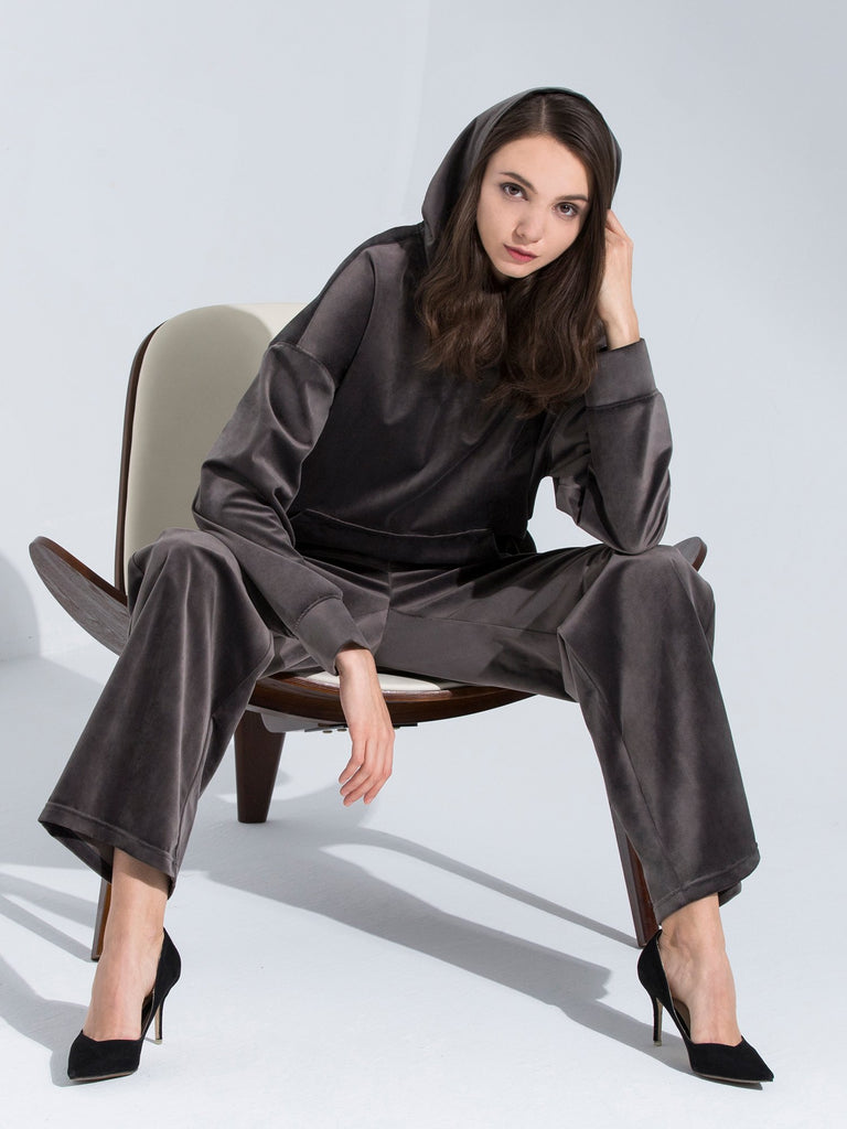 VELOUR CLASSIC HOODIE,GREY