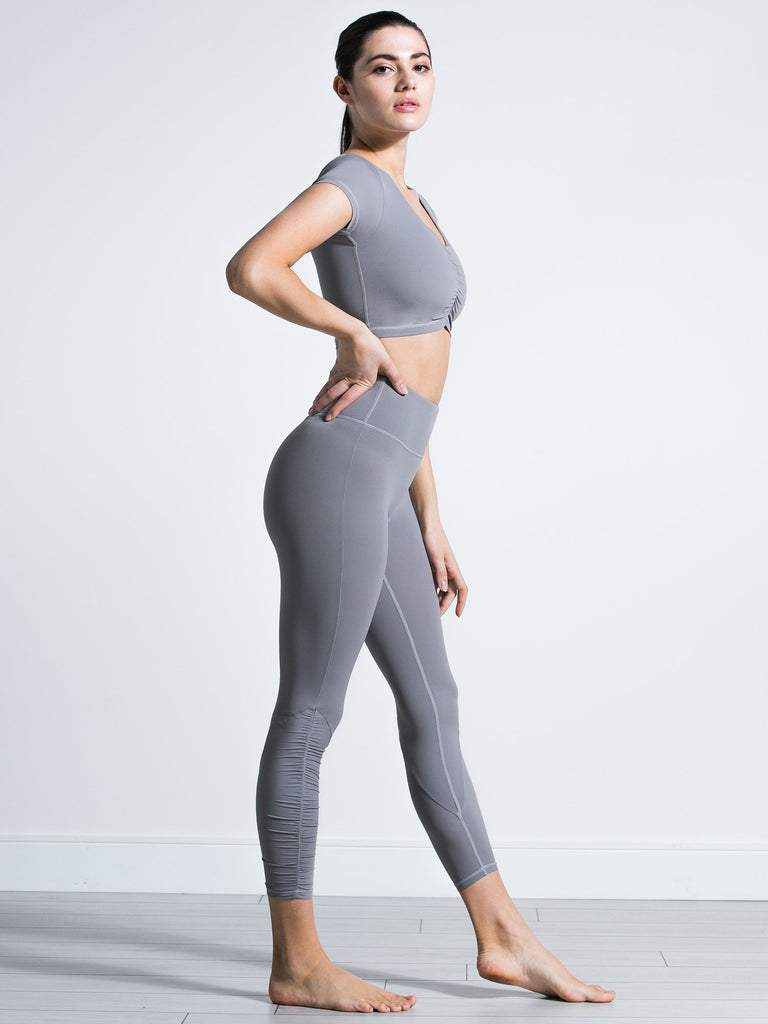 RUCHED NUDE PANTS, LUNAR GREY