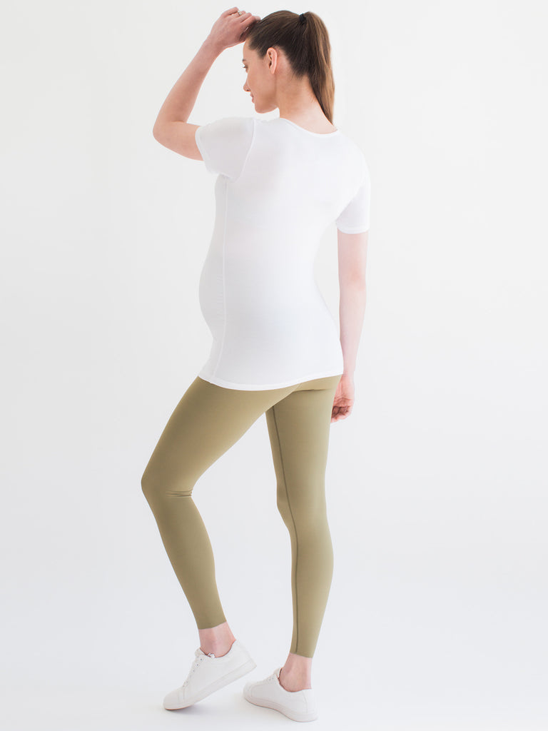 MATERNITY SOFT STRETCH SHORT SLEEVE TEE, WHITE