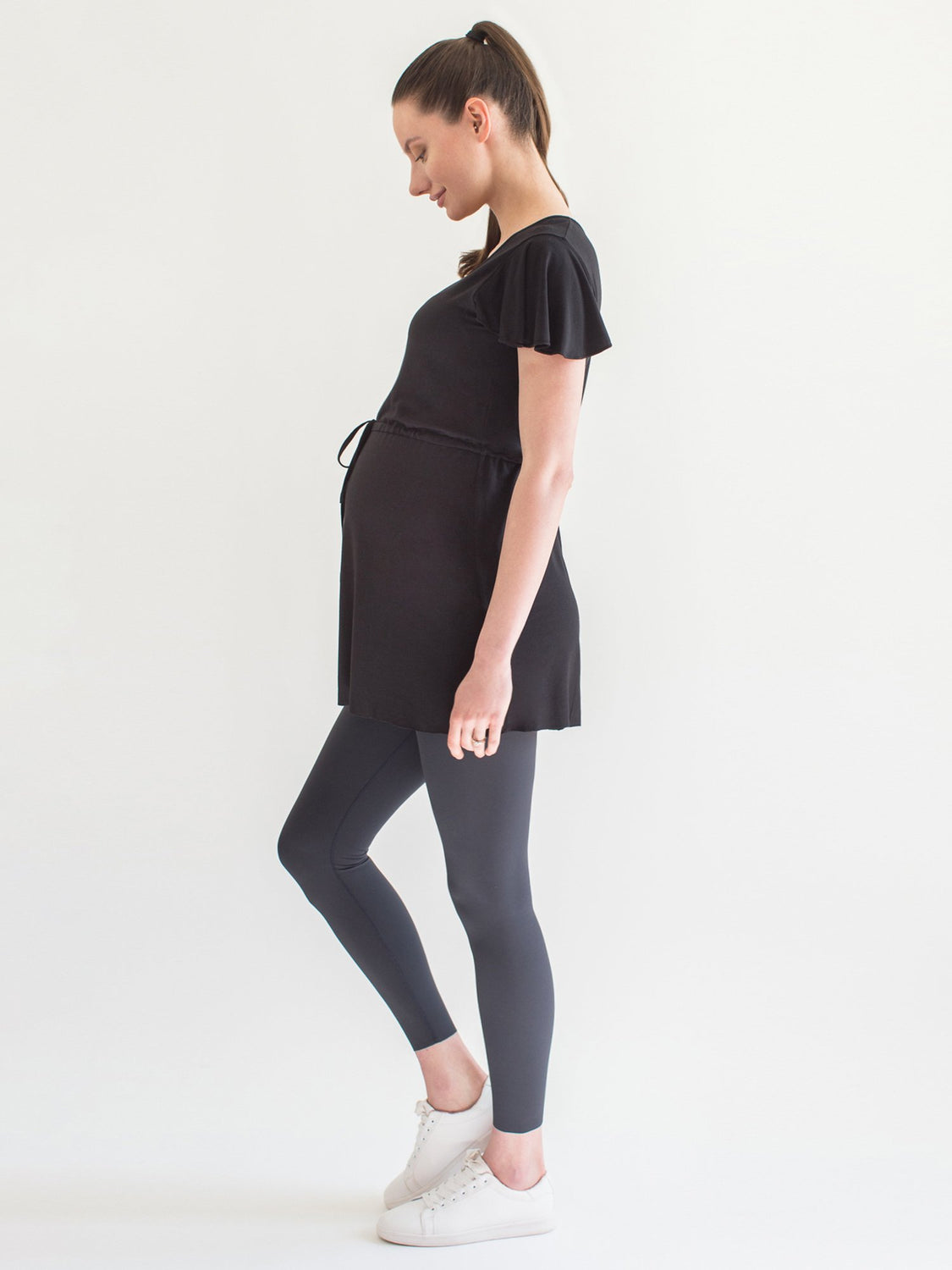 MATERNITY DRAWSTRING LILY TOP, BLACK