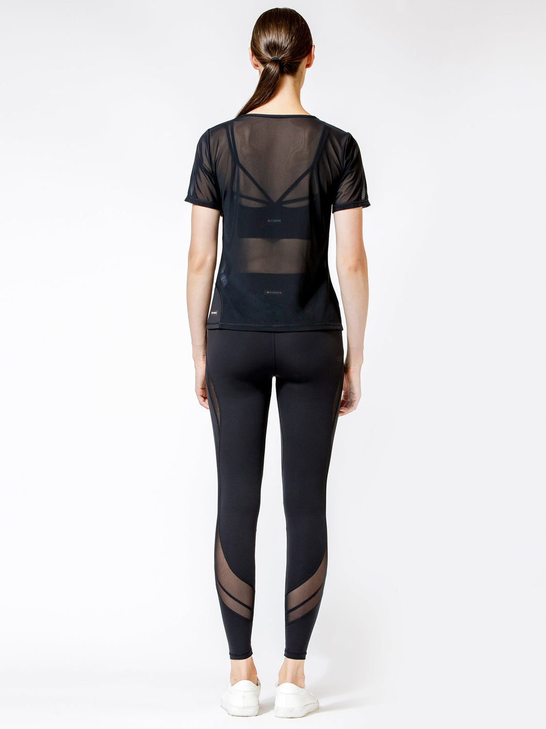 FITTED MESH TEE, BLACK MESH