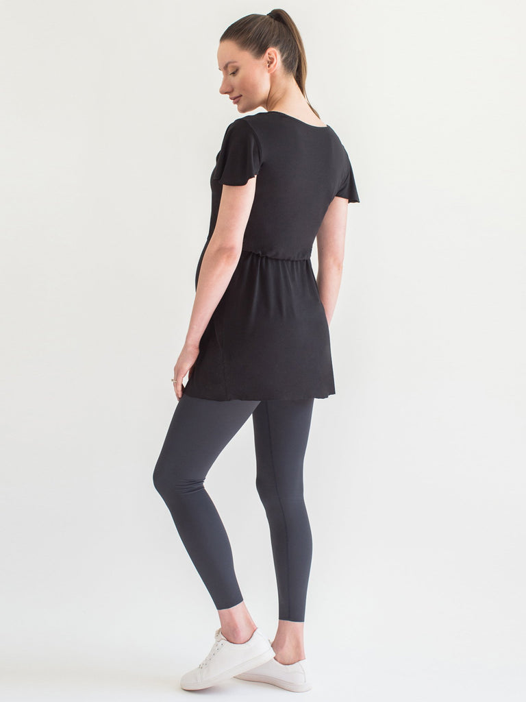 MATERNITY DRAWSTRING LILY TOP, BLACK